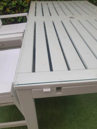 Conjunto de madera de Teka mesa y 2 sillones mader