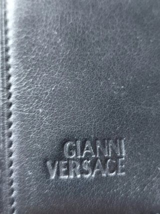 Portafogli Versace Vintage Pelle Nera Porta Docume