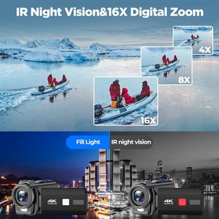 Videocámara 4K 48MP Vision nocturna Tarjeta SD 32G