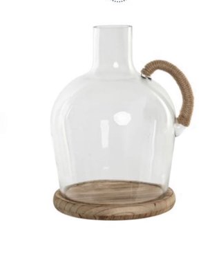 CENTRO MESA CRISTAL PAULOWNIA 26X23X33 BOTELLA
