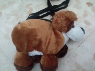 2 Bolsos de Peluche de Vaca y Perro con cremallera
