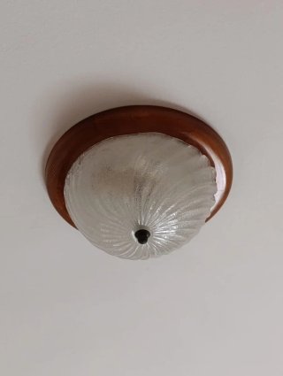 Lámpara de techo madera y cristal