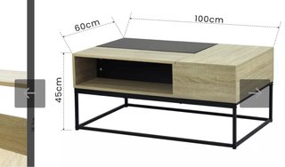 Mesa centro elevable roble y negro