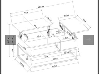 Mesa centro elevable roble y negro