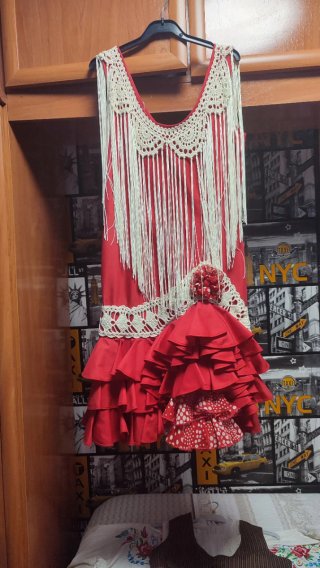 Vestito corto flamenco rosso e bianco