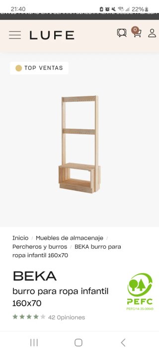 Burro perchero madera natural Lufe