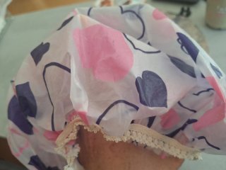 Toalla pelo y gorro ducha rosa y morado