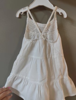 Vestido blanco ibicenco crochet niña Mango 80 cm