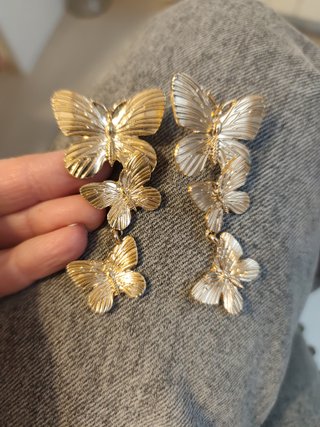 Pendientes flamenca mariposas dorados