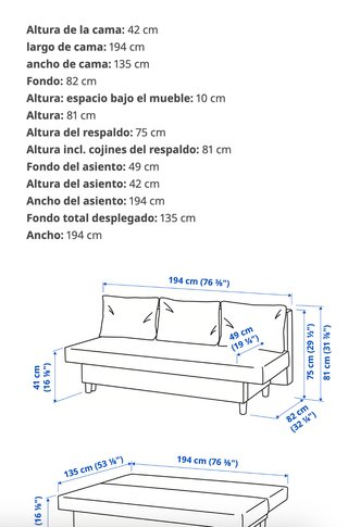 Sofá Cama Azul Tela