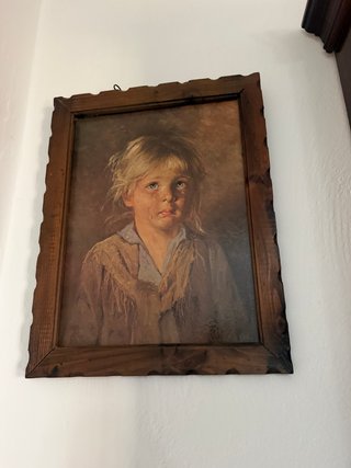 Cuadro vintage niño llorando marco madera