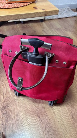 Precioso trolley de viaje rojo y marron