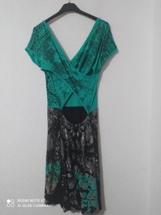 Vestido mujer verde y negro estampado