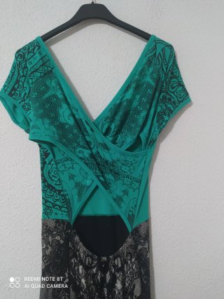 Vestido mujer verde y negro estampado