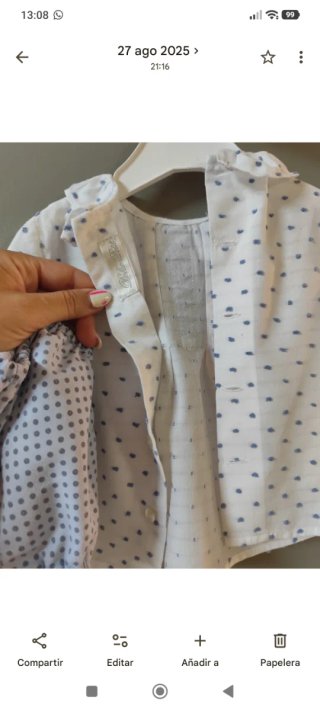 Blusa y ranita de bebé con topos azul 86 cm