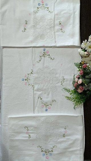 Lenzuola Matrimoniali Vintage Cotone Ricamate