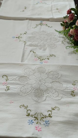 Lenzuola Matrimoniali Vintage Cotone Ricamate