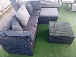 Conjunto de Muebles Terraza Ratán Negro y Gris