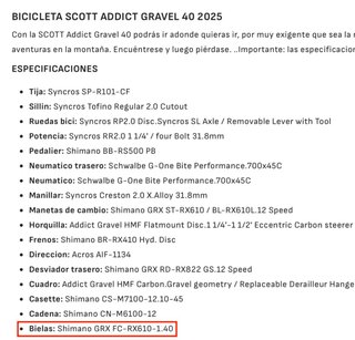Bielas Shimano Fc-Rx610 170 mm