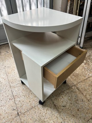 Mesita Auxiliar Blanca con Cajón Madera