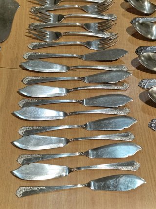 Set di posate Dalia 96, 97 pezzi, alpaca con bagno in argento