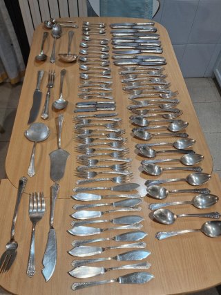 Set di posate Dalia 96, 97 pezzi, alpaca con bagno in argento