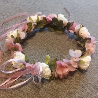 Coroncina fiori rosa e bianchi