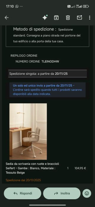 Sedia Sklum beige con ruote e braccioli come nuova