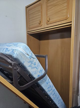Cama abatible con de armario de madera con puertas