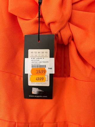 Vestido naranja ceremonia lazo talla 40