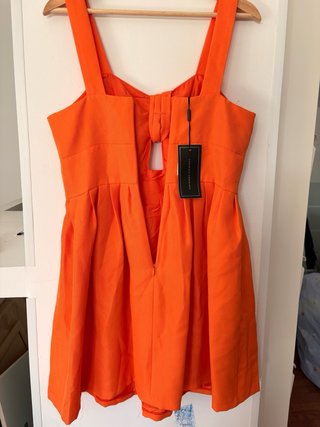 Vestido naranja ceremonia lazo talla 40