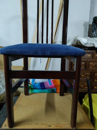 6 Sillas Comedor Madera color caoba Tapizadas Azul