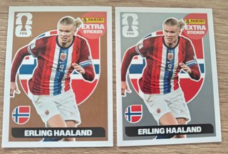 2 Extra Sticker“E.HAALAND“plata y bronze, CUP 26