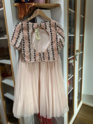 Conjunto tul y lentejuelas rosa y plata