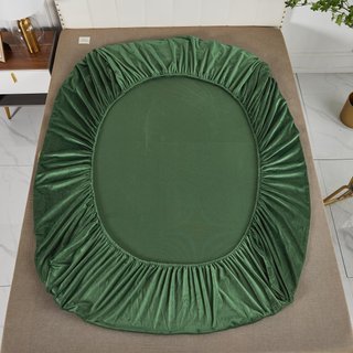 Sábana bajera de terciopelo verde 140x200