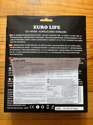 Audiculares Bluetooth Euro Life No Ajustable
