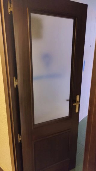 Puertas de sapeli con cristal y ciegas.