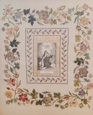 Santa Teresa - Quadro vecchia immagine su ricamo.