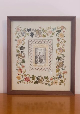 Santa Teresa - Quadro vecchia immagine su ricamo.