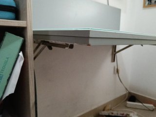 Mesa auxiliar escritorio cristal y madera
