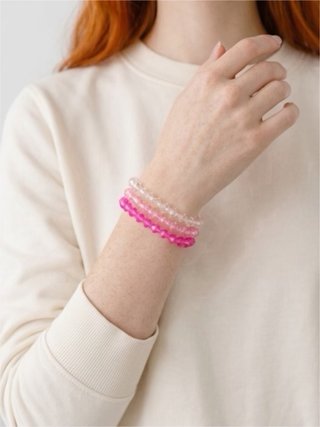 3 Pulseras  Cristal sintético Bolita plata 925