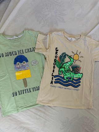 2 Camisetas niño H&M lentejuelas 6-8 años