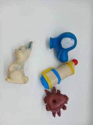 Set di quattro giocattoli in gomma anni '70-'80