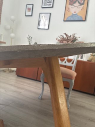 Tablero mesa comedor redonda efecto microcemento