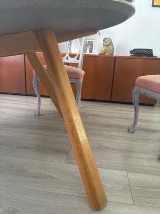 Tablero mesa comedor redonda efecto microcemento