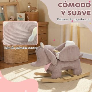 Elefante balancín peluche niños sonido cinturon
