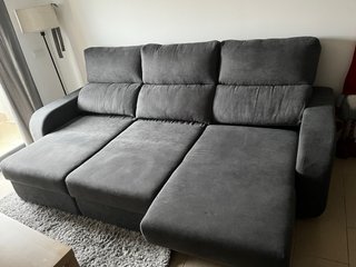 Sofá cama chaise longue gris
