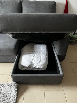Sofá cama chaise longue gris