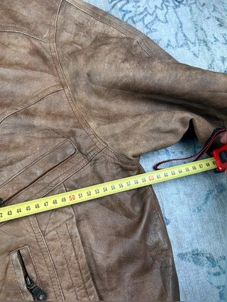 Leather bomber vintage sheepskin jacket style Size L brown old money