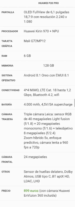 Huawei P20 Pro Azul en perfecto estado